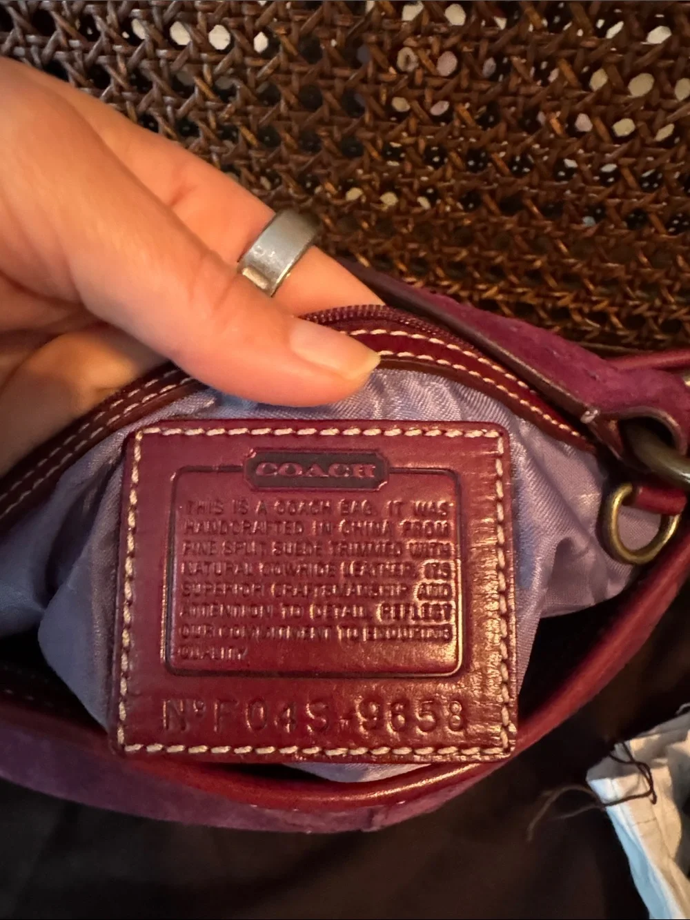 Coach Plum Suede mini hobo Bag with Brass Hardware